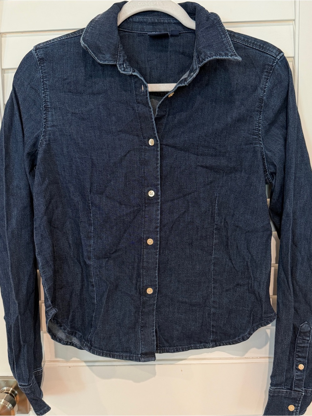 Gap Dark Denim Shirt Sz S Womens Top Western Fitted